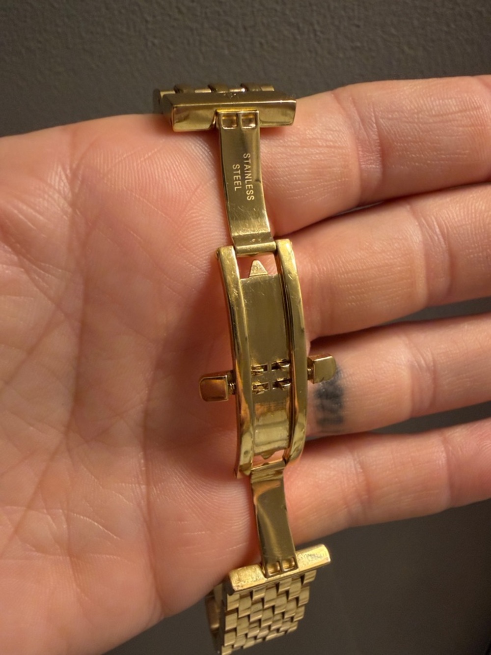 Michele Gold Bracelet Watch with Blue Dial and Diamond Bezel - Picture 4 of 7